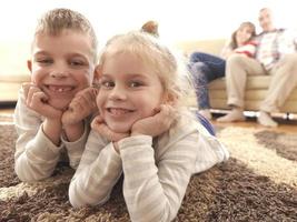 happy young family at home photo