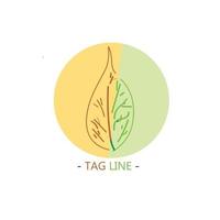 leaf logo design isolated in green and brown background vector