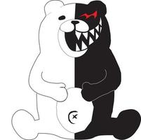 ilustración espeluznante oso de peluche de monokuma daganronpa personaje de anime vector