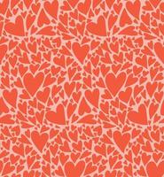 Cute many red hand drawn hearts mosaic seamless pattern vector background. Simple romantic repeat texture wallpaper, textile design