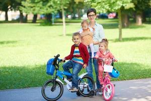 happy young family in park photo