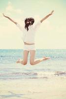 happy woman enjoy summer vacation photo