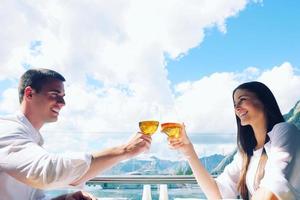 couple having lanch at beautiful restaurant photo