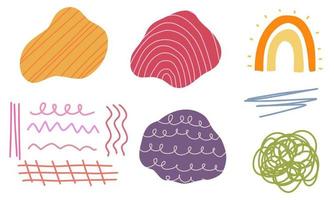 Hand drawn decorative abstract with doodle elements, scribble isolated line collection. Vector cute set.