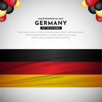 fondo de diseño del día de la independencia alemana con bandera ondulada y vector de globo