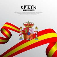 Fondo de diseño del día de la independencia de España con vector de bandera ondulada. vector de diseño del día de la unidad de españa