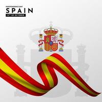 Happy Spain Independence day background with wavy flag vector. Spain Unity day design vector