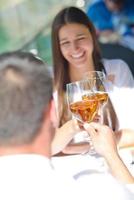 couple having lanch at beautiful restaurant photo