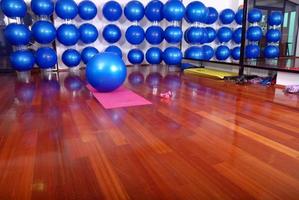 fitness studio with blue pilates balls photo