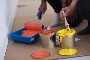 painters prepare color for painting photo