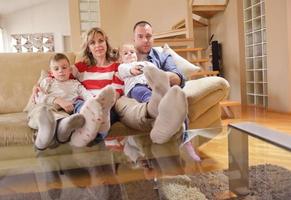 happy young family at home photo