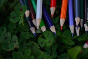 Colored pencils closeup photo