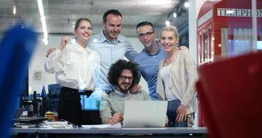 Startup Business Team At A Meeting at modern office building photo