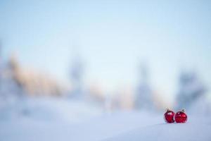 bola de navidad en la nieve foto