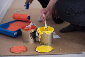 painters prepare color for painting photo