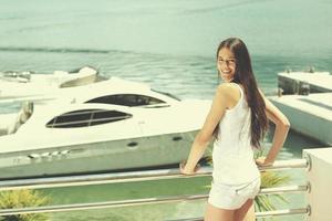 woman on luxury yacht photo