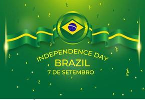 Brazil independence day background with flying ribbon flag vector