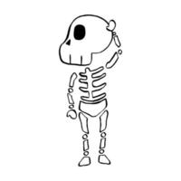 Vector illustration of Halloween Skeleton cartoon line on white background.