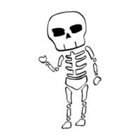 ilustración vectorial de la línea de dibujos animados esqueleto de halloween sobre fondo blanco. vector