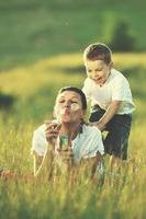 woman child bubble photo