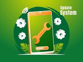 update smartphone system with wrench symbol vector
