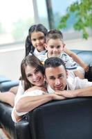 young family at home photo