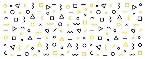 Memphis geometric Vector pattern with black and yellow.