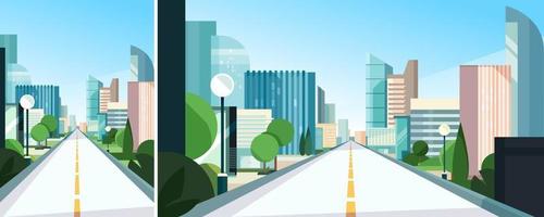 City road in summer season. Cityscape in different formats. vector
