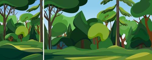 Dense forest in summer season. Natural scenery in different formats. vector