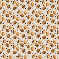 Seamless coffee beans pattern on beige. Retro background in brown colors for digital paper, textile, banners vector