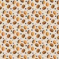 Seamless coffee beans pattern on beige. Retro background in brown colors for digital paper, textile, banners vector