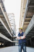 hard worker on construction site photo