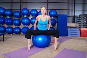 health club women doing stretching and aerobics photo