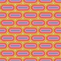 70 s Retro Geometric Seamless Pattern. Abstract 60s and 70s Aesthetic Style. Linear color vector illustration.