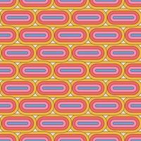 70 s Retro Geometric Seamless Pattern. Abstract 60s and 70s Aesthetic Style. Linear color vector illustration.