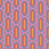 70's Groovy geometric Retro Seamless Pattern. 60s and 70s Aesthetic Style. Linear color vector illustration.