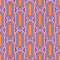 70's Groovy geometric Retro Seamless Pattern. 60s and 70s Aesthetic Style. Linear color vector illustration.