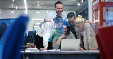 Startup Business Team At A Meeting at modern office building photo