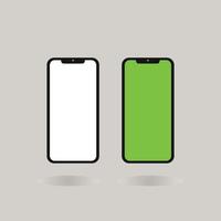 Mockup smart phone white and green screen front view on the white background vector