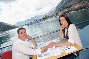 couple having lanch at beautiful restaurant photo