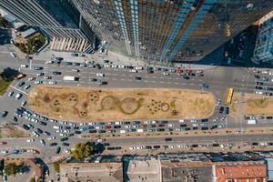 Street of the big city from a bird's eye view photo