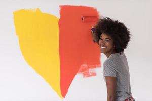 black woman painting wall photo