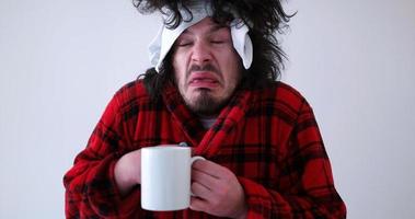 Man with flu and fever photo