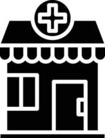 Pharmacy Building Glyph Icon vector