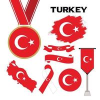 Elements Collection With The Flag of Turkey Design Template vector