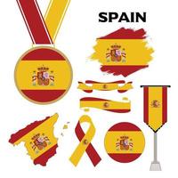 colección de elementos con la plantilla de diseño de la bandera de españa vector