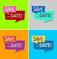 Collection of colorful stickers SAVE THE DATE vector