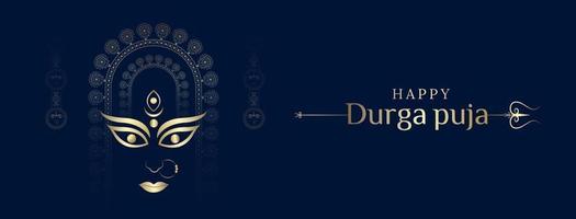 Happy Durga Puja Social Media post . maa durga face gold color minimalist illustration vector