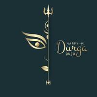 Happy Durga Puja Social Media post . maa durga face gold color minimalist illustration vector