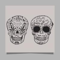 skull vector illustration, drawn on paper very suitable for symbols, tattoo designs, logos and others